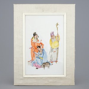 A Chinese famille rose plaque with immortals and animals, early 20th C. — photo 1