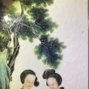 A Chinese famille rose plaque with two ladies in a garden, Republic — photo 13