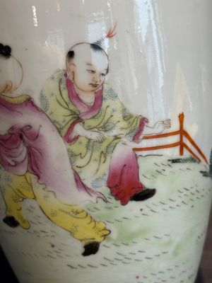 A Chinese famille rose 'playing boys' baluster vase, Hongxian mark, Republic — photo 8