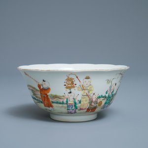 A Chinese famille rose 'playing boys' bowl, four-character mark, Republic — photo 1
