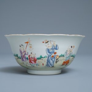 A Chinese famille rose 'playing boys' bowl, four-character mark, Republic — photo 4