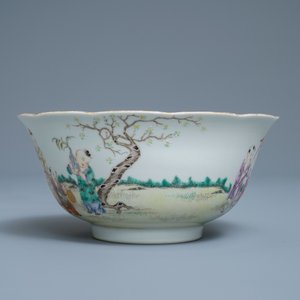 A Chinese famille rose 'playing boys' bowl, four-character mark, Republic — photo 5