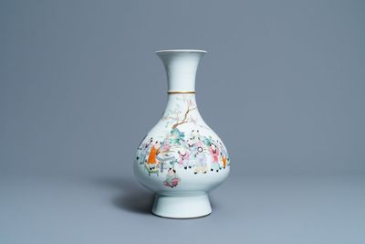 A Chinese famille rose 'playing boys' vase, Qianlong mark, Republic