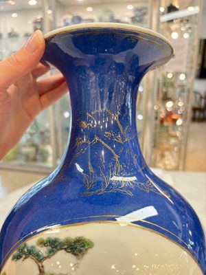 A Chinese famille rose powder-blue-ground vase, 19th C. — photo 13