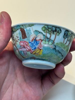 A Chinese famille rose 'Procris and Cephales' cup and saucer, Qianlong — photo 11