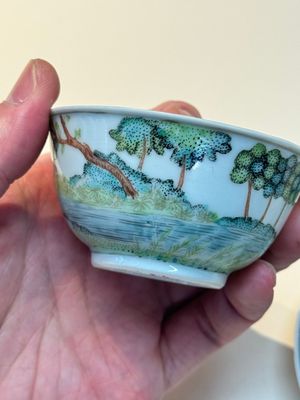 A Chinese famille rose 'Procris and Cephales' cup and saucer, Qianlong — photo 13