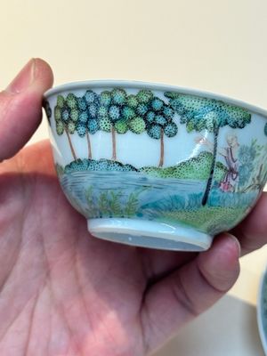A Chinese famille rose 'Procris and Cephales' cup and saucer, Qianlong — photo 14