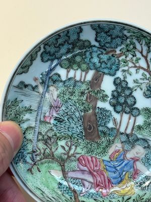 A Chinese famille rose 'Procris and Cephales' cup and saucer, Qianlong — photo 4