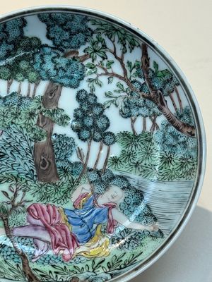 A Chinese famille rose 'Procris and Cephales' cup and saucer, Qianlong — photo 5