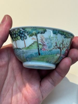 A Chinese famille rose 'Procris and Cephales' cup and saucer, Qianlong — photo 9