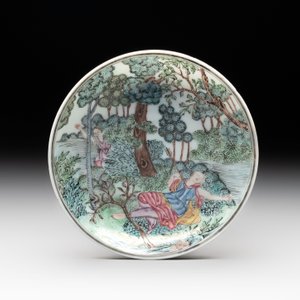 A Chinese famille rose 'Procris and Cephales' cup and saucer, Qianlong — photo 2