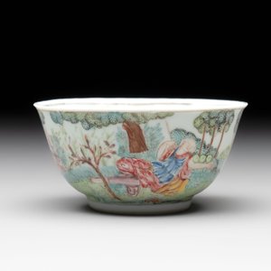 A Chinese famille rose 'Procris and Cephales' cup and saucer, Qianlong — photo 4