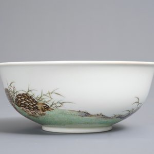 A Chinese famille rose 'quails' bowl, Yongzheng mark, 20th C. — 照片 3