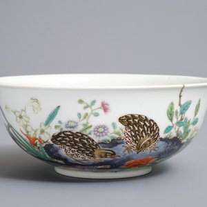 A Chinese famille rose 'quails' bowl, Yongzheng mark, 20th C. — 照片 7