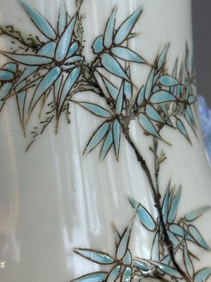 A Chinese famille rose 'quails' 'hu' vase, signed Xiong Mengting 熊夢亭, dated 1969 — photo 12