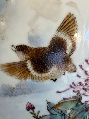 A Chinese famille rose 'quails' 'hu' vase, signed Xiong Mengting 熊夢亭, dated 1969 — photo 13