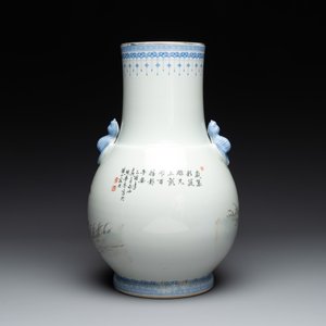A Chinese famille rose 'quails' 'hu' vase, signed Xiong Mengting 熊夢亭, dated 1969 — photo 3