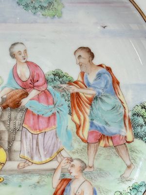 A Chinese famille rose 'Rebecca at the well' plate, Qianlong, ca. 1750 — photo 4
