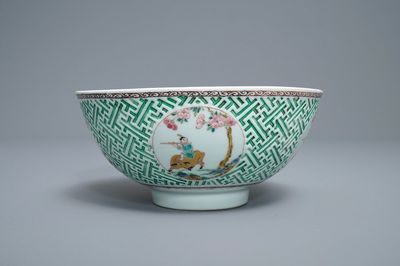 A Chinese famille rose relief-decorated bowl, Yongzheng