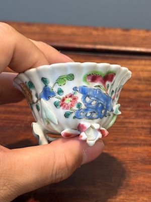 A Chinese famille rose relief-decorated cup and saucer, Yongzheng — photo 4