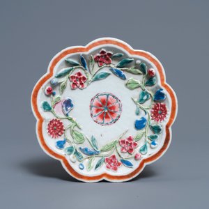 A Chinese famille rose relief-decorated teapot on stand, Yongzheng — photo 3