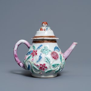 A Chinese famille rose relief-decorated teapot on stand, Yongzheng — photo 7