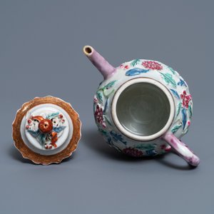 A Chinese famille rose relief-decorated teapot on stand, Yongzheng — photo 9