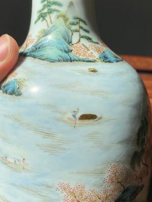 A Chinese famille rose 'riverscape' vase and a 'butterfly' vase, 20th C. — photo 13
