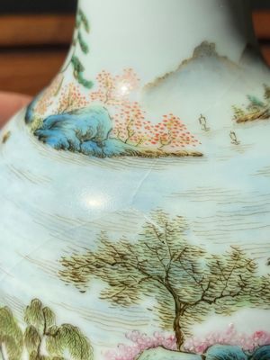 A Chinese famille rose 'riverscape' vase and a 'butterfly' vase, 20th C. — photo 20