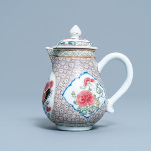 A Chinese famille rose 'rooster' milk jug and cover, Yongzheng — photo 2