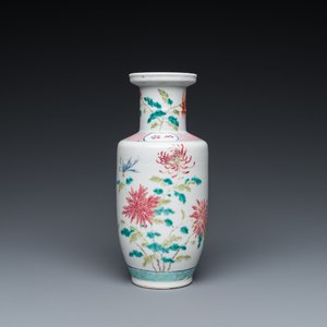 A Chinese famille rose rouleau vase, Daoguang mark, 19th C. — 照片 1