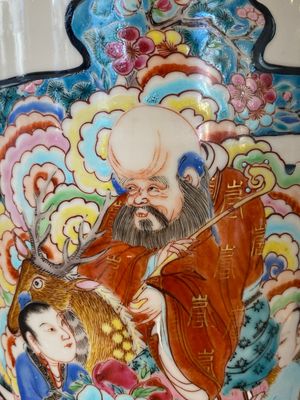 A Chinese famille rose rouleau vase with Shou Lao, Yongzheng — photo 8