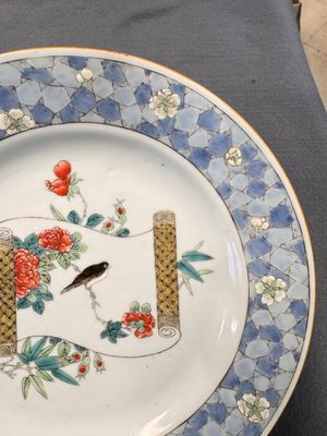 A Chinese famille rose ruby-back plate with a bird on a blossoming branch — photo 4