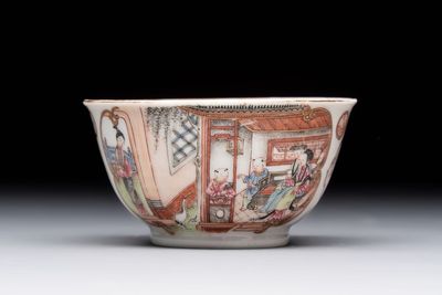 A Chinese famille rose 'San Niang Jiao Zi 三娘教子' cup, Qianlong