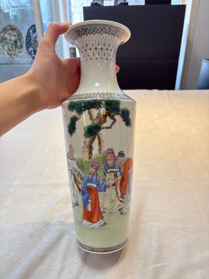 A Chinese famille rose 'Sanxing' vase, Qianlong mark, 20th C. — photo 1
