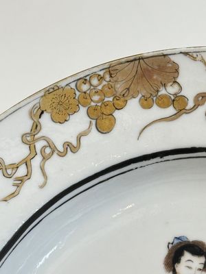 A Chinese famille rose semi-eggshell plate with a lady on horseback and attendants, Yongzheng — photo 6