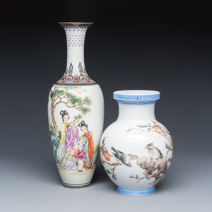 A Chinese famille rose semi-eggshell vase and a qianjiang cai vase — foto 1