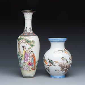 A Chinese famille rose semi-eggshell vase and a qianjiang cai vase — foto 2