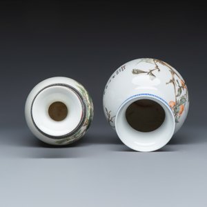 A Chinese famille rose semi-eggshell vase and a qianjiang cai vase — foto 6