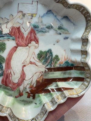 A Chinese famille rose semi-erotic 'milkmaid' pattipan or teapot stand, Qianlong, ca. 1740 — 照片 5