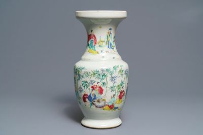 A Chinese famille rose 'Seven Sages of the Bamboo Grove' vase, Yongzheng