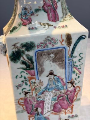 A Chinese famille rose square vase with narrative design, 19th C. — photo 12