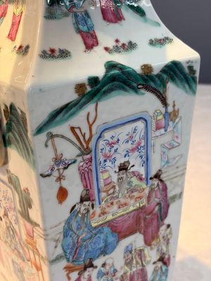 A Chinese famille rose square vase with narrative design, 19th C. — photo 8