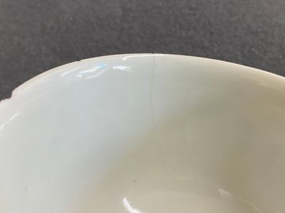 A Chinese famille rose stem cup, a blue and white bowl and a pair of doucai bowls, Yongzheng and later — photo 5
