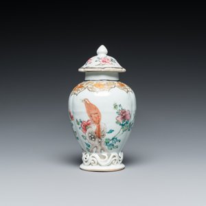A Chinese famille rose tea caddy with a bird on a rock, Yongzheng — photo 2