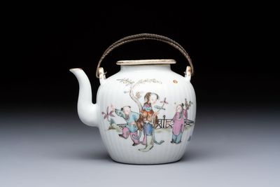 A Chinese famille rose teapot and cover, Tongzhi mark and of the period
