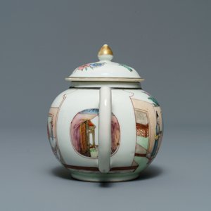 A Chinese famille rose teapot and cover with ladies in a garden, Yongzheng — photo 2