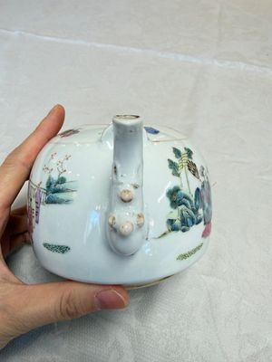 A Chinese famille rose teapot and two covered boxes, various marks, Republic — photo 5