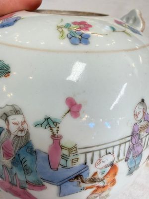 A Chinese famille rose teapot and two covered boxes, various marks, Republic — photo 8