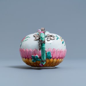 A Chinese famille rose teapot on stand with applied floral design, Yongzheng — photo 7